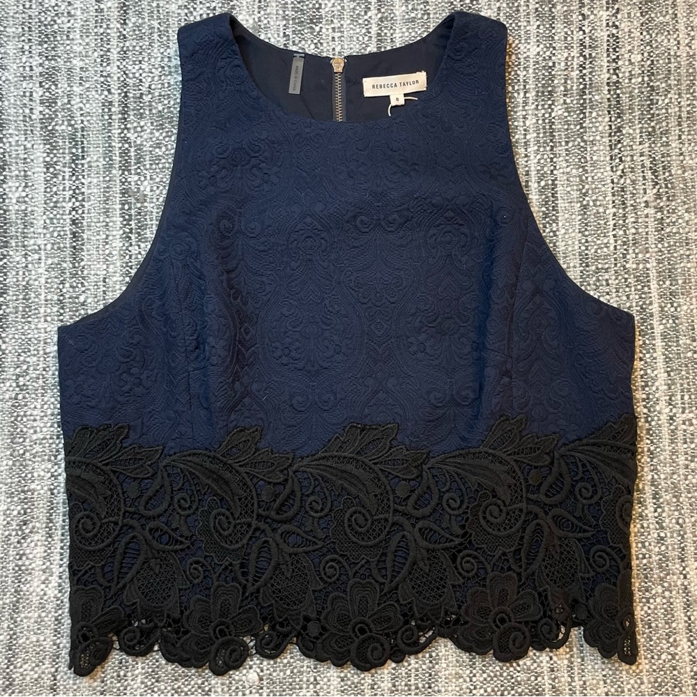 Rebecca Taylor Navy and Black Crop Top
